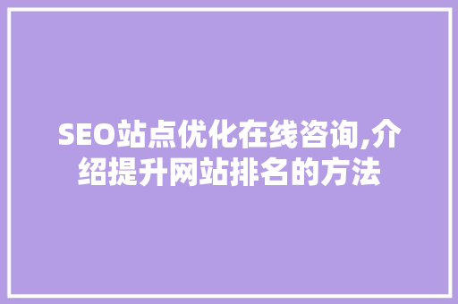 SEO站点优化在线咨询,介绍提升网站排名的方法 搜狗SEO