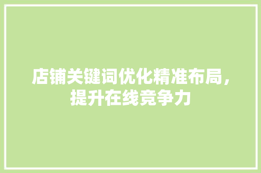 店铺关键词优化精准布局，提升在线竞争力