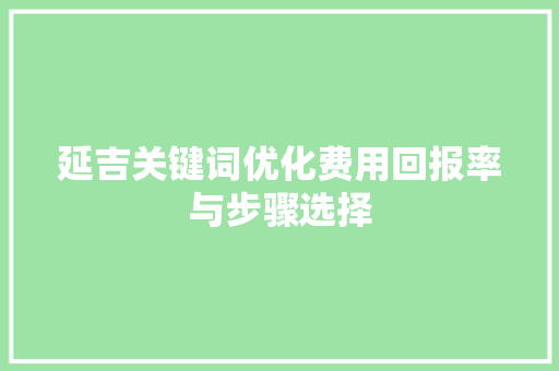 延吉关键词优化费用回报率与步骤选择