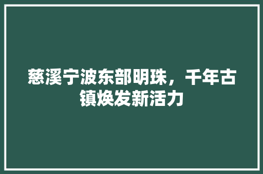 慈溪宁波东部明珠，千年古镇焕发新活力 搜狗SEO