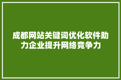 成都网站关键词优化软件助力企业提升网络竞争力