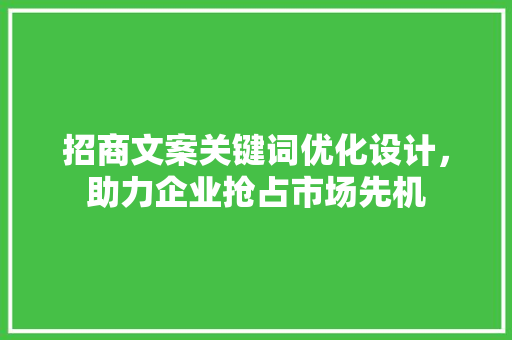 招商文案关键词优化设计，助力企业抢占市场先机 GoogleSEO