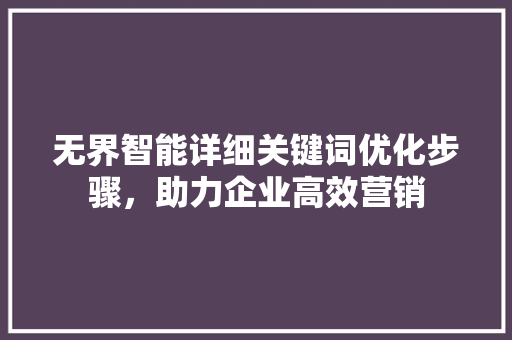 无界智能详细关键词优化步骤，助力企业高效营销 必应SEO