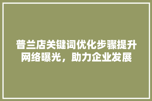 普兰店关键词优化步骤提升网络曝光，助力企业发展 百度SEO