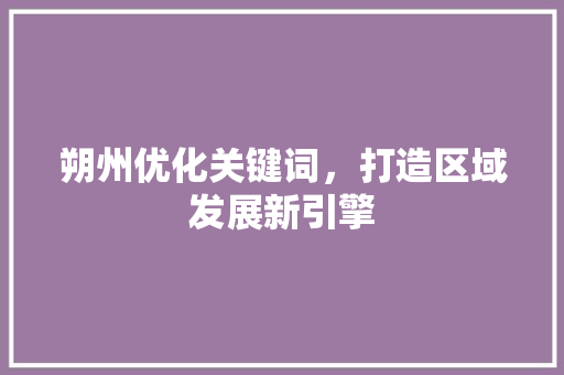朔州优化关键词，打造区域发展新引擎 神马SEO