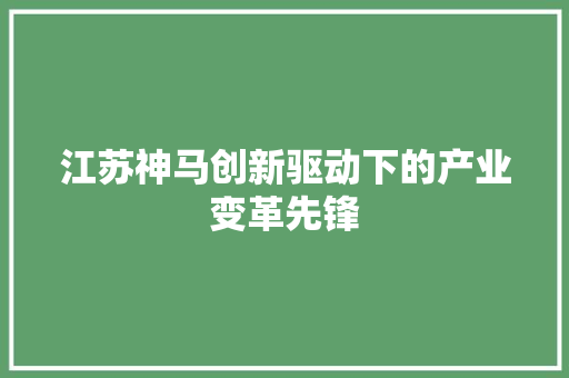 江苏神马创新驱动下的产业变革先锋 百度SEO