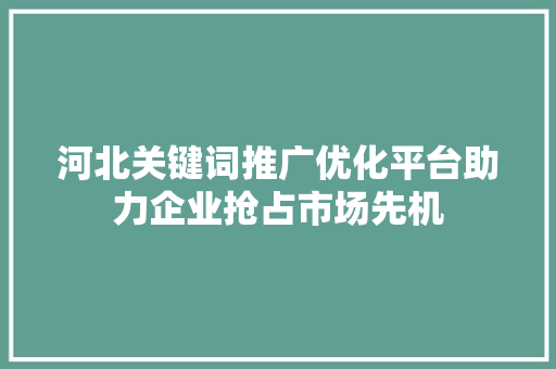 河北关键词推广优化平台助力企业抢占市场先机 百度SEO