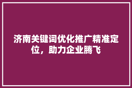 济南关键词优化推广精准定位，助力企业腾飞 百度SEO
