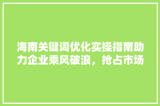海南关键词优化实操指南助力企业乘风破浪，抢占市场先机