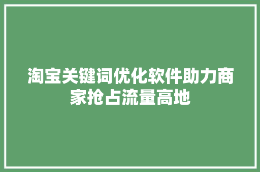淘宝关键词优化软件助力商家抢占流量高地