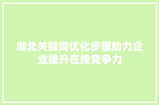 湖北关键词优化步骤助力企业提升在线竞争力 必应SEO