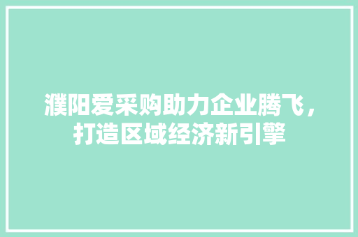 濮阳爱采购助力企业腾飞，打造区域经济新引擎 GoogleSEO
