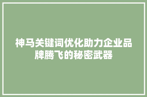 神马关键词优化助力企业品牌腾飞的秘密武器 神马SEO