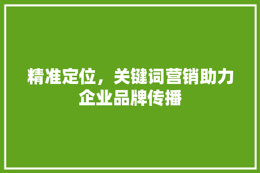 精准定位，关键词营销助力企业品牌传播