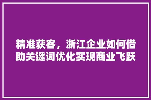 精准获客，浙江企业如何借助关键词优化实现商业飞跃