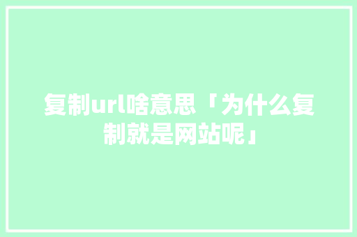 复制url啥意思「为什么复制就是网站呢」