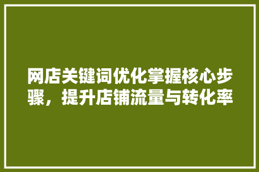 网店关键词优化掌握核心步骤，提升店铺流量与转化率 GoogleSEO