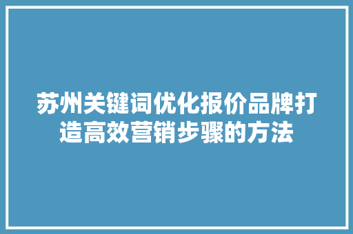 苏州关键词优化报价品牌打造高效营销步骤的方法 必应SEO