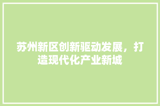 苏州新区创新驱动发展，打造现代化产业新城