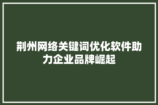 荆州网络关键词优化软件助力企业品牌崛起 必应SEO