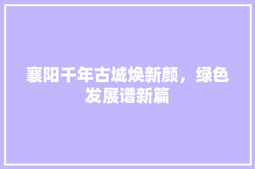 襄阳千年古城焕新颜，绿色发展谱新篇