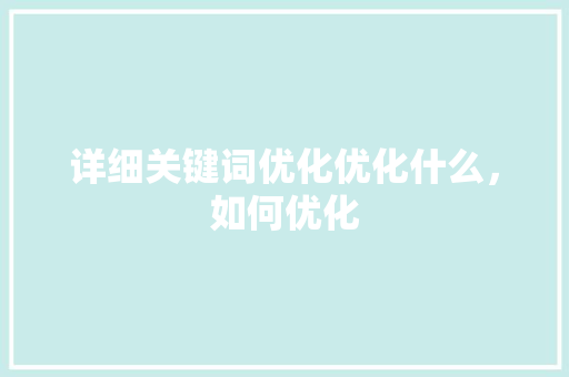 详细关键词优化优化什么，如何优化 百度SEO