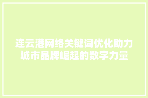 连云港网络关键词优化助力城市品牌崛起的数字力量 百度SEO