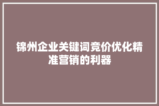 锦州企业关键词竞价优化精准营销的利器 搜狗SEO