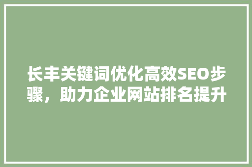 长丰关键词优化高效SEO步骤，助力企业网站排名提升 神马SEO