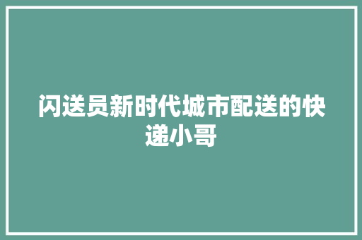 闪送员新时代城市配送的快递小哥