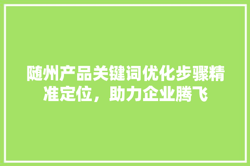 随州产品关键词优化步骤精准定位，助力企业腾飞 GoogleSEO
