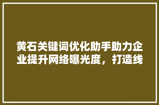 黄石关键词优化助手助力企业提升网络曝光度，打造线上品牌新形象