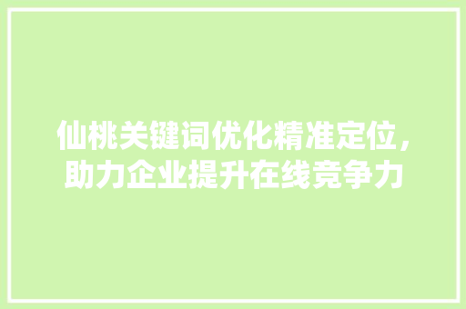 仙桃关键词优化精准定位，助力企业提升在线竞争力 必应SEO
