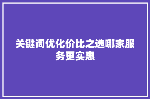 关键词优化价比之选哪家服务更实惠 GoogleSEO