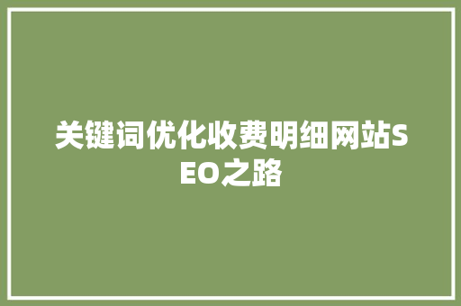 关键词优化收费明细网站SEO之路