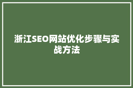 浙江SEO网站优化步骤与实战方法 搜狗SEO