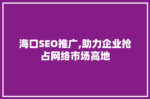 海口SEO推广,助力企业抢占网络市场高地 GoogleSEO