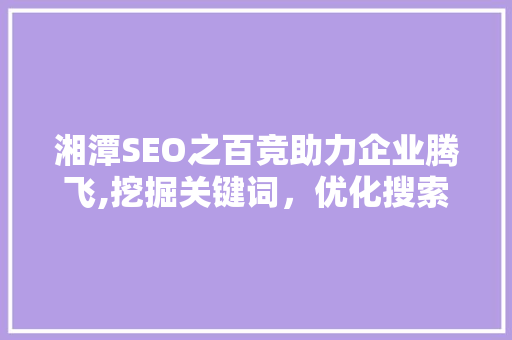 湘潭SEO之百竞助力企业腾飞,挖掘关键词，优化搜索引擎排名
