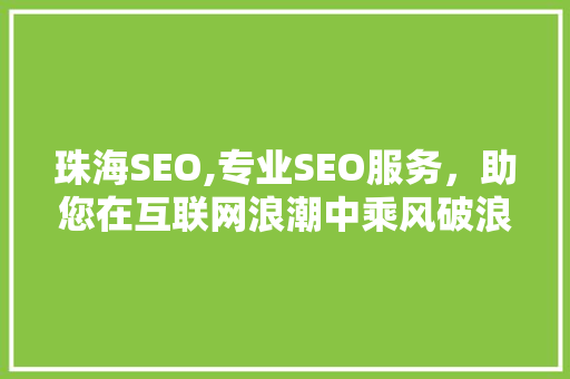 珠海SEO,专业SEO服务，助您在互联网浪潮中乘风破浪