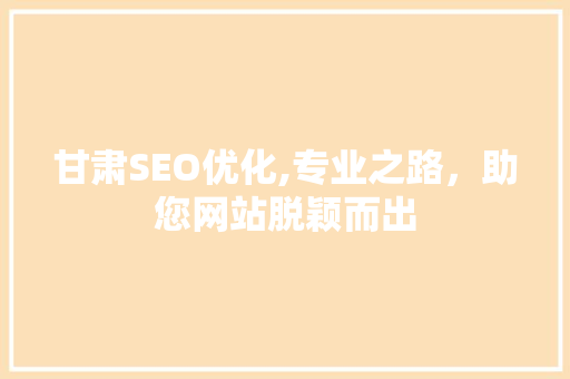 甘肃SEO优化,专业之路，助您网站脱颖而出 百度SEO