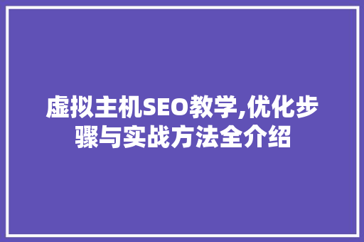虚拟主机SEO教学,优化步骤与实战方法全介绍 百度SEO
