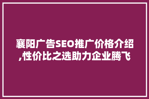 襄阳广告SEO推广价格介绍,性价比之选助力企业腾飞 百度SEO