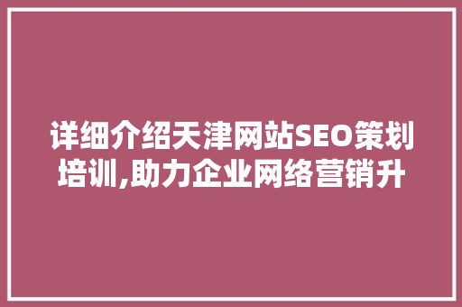 详细介绍天津网站SEO策划培训,助力企业网络营销升级 百度SEO