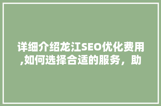详细介绍龙江SEO优化费用,如何选择合适的服务，助力企业互联网营销 必应SEO