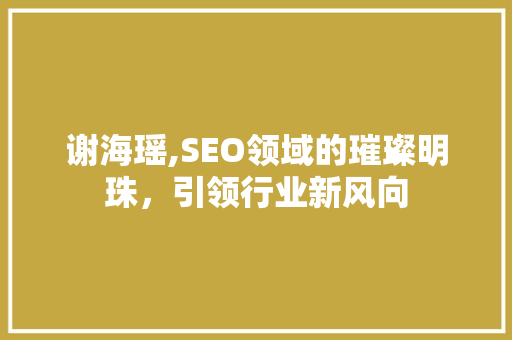谢海瑶,SEO领域的璀璨明珠，引领行业新风向 百度SEO