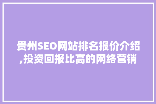 贵州SEO网站排名报价介绍,投资回报比高的网络营销步骤