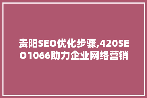 贵阳SEO优化步骤,420SEO1066助力企业网络营销