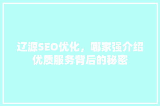 辽源SEO优化，哪家强介绍优质服务背后的秘密