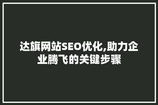 达旗网站SEO优化,助力企业腾飞的关键步骤
