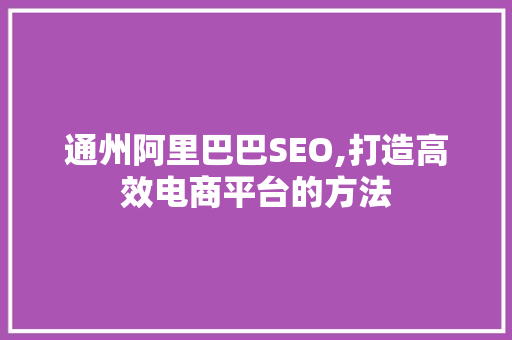 通州阿里巴巴SEO,打造高效电商平台的方法 神马SEO